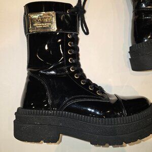 NIK&NIK Black Patent Biker Boots